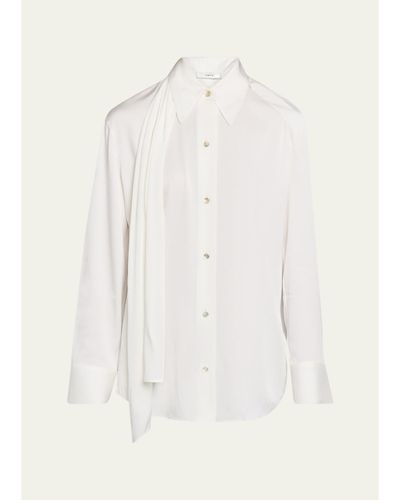 Vince Draped Scarf Silk-Blend Shirt