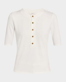 Vince Elbow-Sleeve Henley Tee