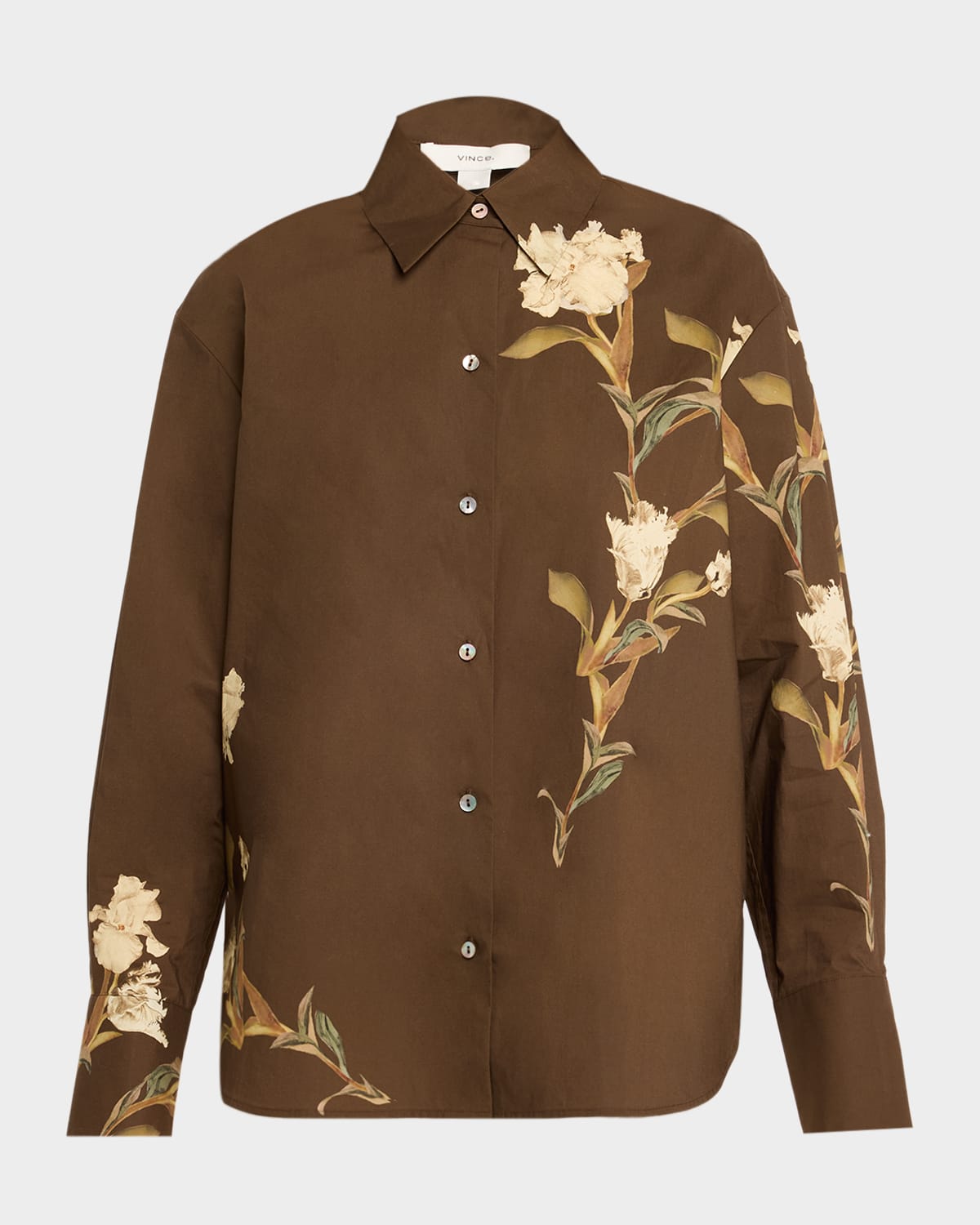 Vince Floral Long-Sleeve Cotton Shirt