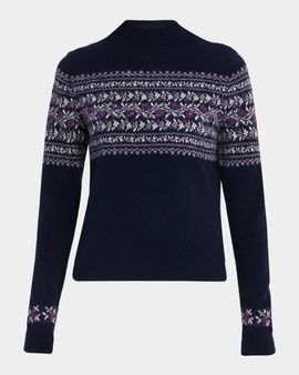 Vince Flower Fair Isle Mock-Neck Sweater