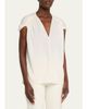 Vince Gathered Cap-Sleeve Silk-Blend Blouse - 4