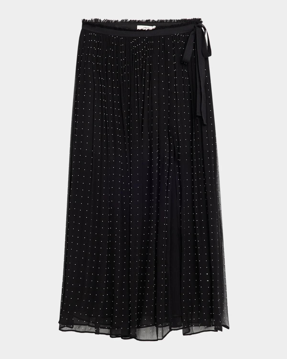 Vince Heat-Set Dot Sheer Gathered Skirt