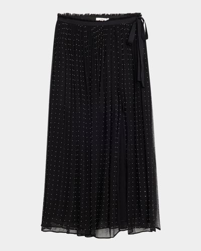 Vince Heat-Set Dot Sheer Gathered Skirt