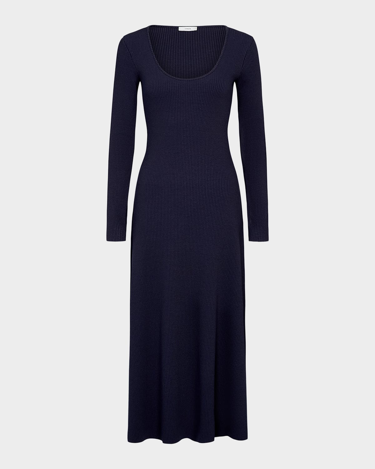 Vince Long-Sleeve Rib-Knit Midi Dress