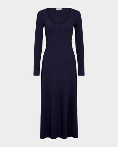 Vince Long-Sleeve Rib-Knit Midi Dress