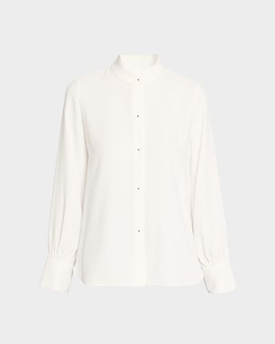 Vince Metal-Button Crepe Shirt