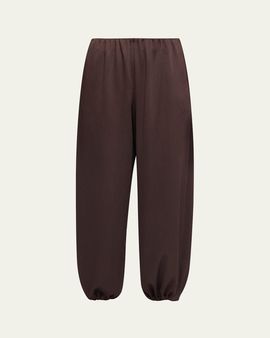 Vince Mid-Rise Plissé Satin Bubble Pants