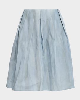 Vince Pleated Washed Ombré Cotton Skirt