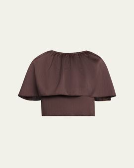 Vince Plissé Satin Cape Top