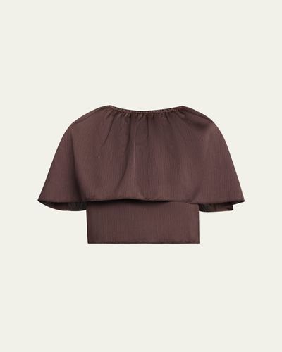 Vince Plissé Satin Cape Top