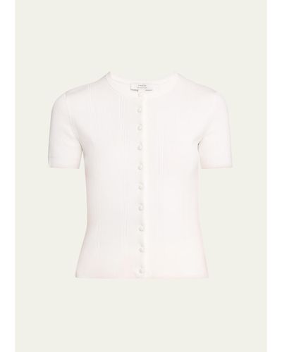 Vince Rib-Knit Cotton Short-Sleeve Cardigan