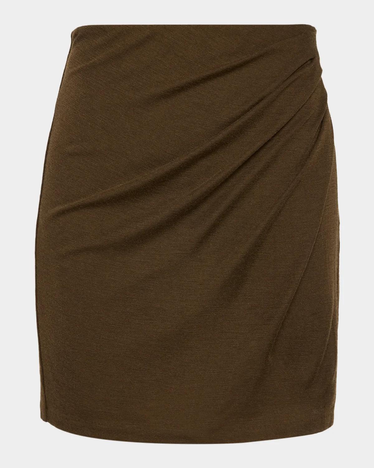 Vince Side-Drape Wool-Blend Mini Skirt