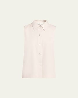 Vince Sleeveless Buttoned Poplin Top
