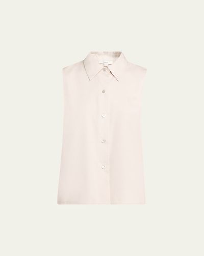 Vince Sleeveless Buttoned Poplin Top