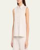 Vince Sleeveless Buttoned Poplin Top - 4