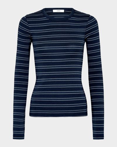 Vince Striped Long-Sleeve Crewneck Tee