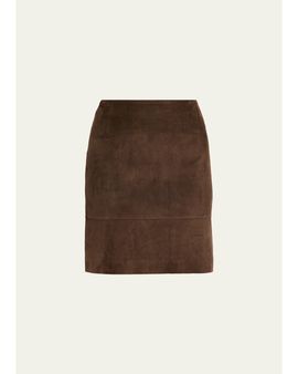 Vince Suede High-Waist Knee Skirt