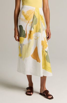 Vince Vince Abstract Draped Midi Skirt