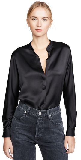 Vince Vince Band Collar Blouse Black L