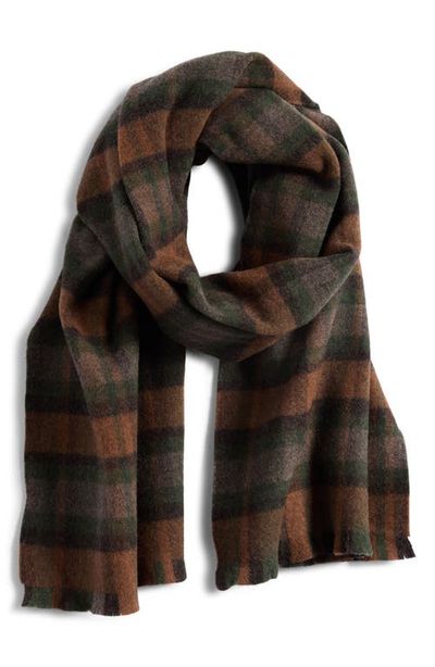 Vince Vince Bateman Plaid Brushed Merino Wool Scarf