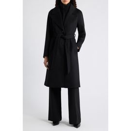Vince Vince Belted Wool Blend Wrap Coat with Removable Bib