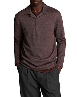 Vince Vince Blurred Birdseye Long Sleeve Polo Shirt