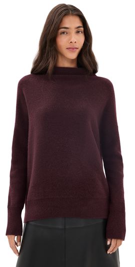 Vince Vince Boiled Cashmere Funnel Neck Pullover Blackberry