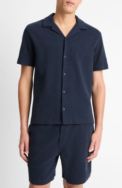 Vince Vince Bouclé Knit Short Sleeve Camp Shirt