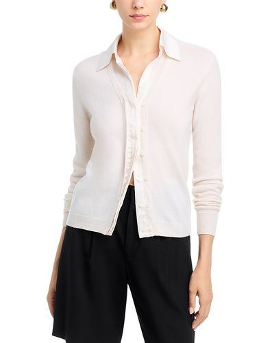 Vince Vince Cashmere Mixed Media Cardigan Sweater