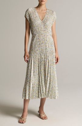 Vince Vince Citrine Bloom Pleated Maxi Dress