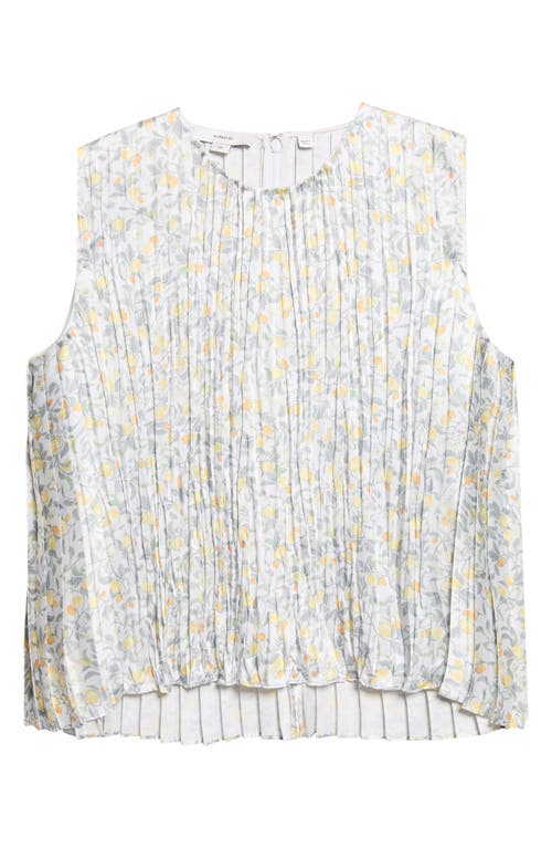 Vince Vince Citrine Bloom Pleated Sleeveless Top