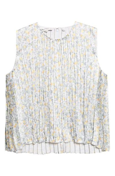 Vince Vince Citrine Bloom Pleated Sleeveless Top