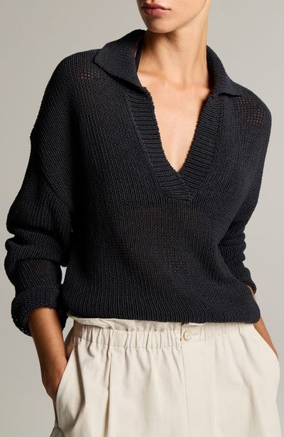 Vince Vince Coated Cotton Blend Polo Sweater