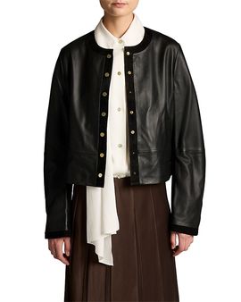 Vince Vince Collarless Crop Leather Jacket