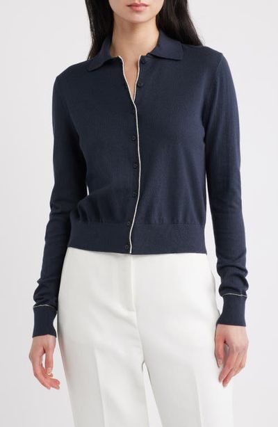 Vince Vince Cotton & Cashmere Blend Tipped Cardigan