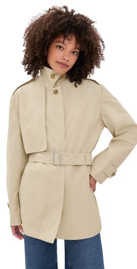 Vince Vince Cotton Blend Short Trench Jacket Lt Maiz