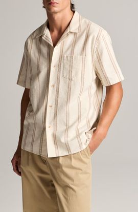 Vince Vince Cove Stripe Cotton & Hemp Cabana Shirt