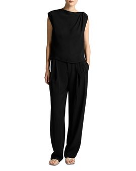 Vince Vince Crepe Draped Shoulder Sleeveless Top