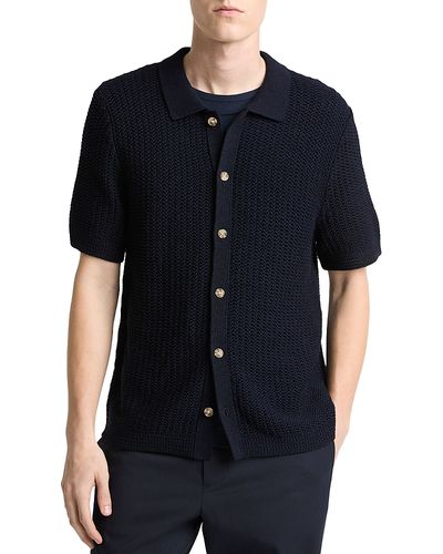 Vince Vince Crochet Button Front Short Sleeve Shirt