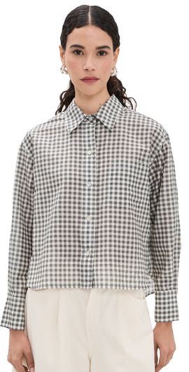 Vince Vince Cropped Long Sleeve Shirt Off White/Smoke