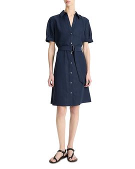 Vince Vince Cuffed Short Sleeve Belted Shirt Dress
