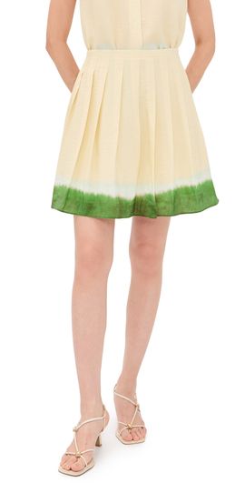 Vince Vince Dip-Dye Pleated Skirt Porcelain/Herba