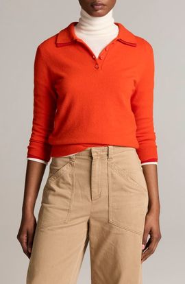 Vince Vince Double Trim Merino Wool & Cashmere Polo Sweater