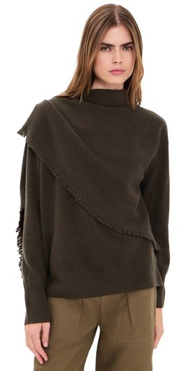 Vince Vince Draped Fringe Scarf Sweater pinewood