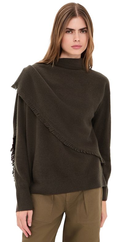 Vince Vince Draped Fringe Scarf Sweater pinewood