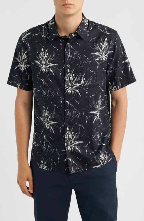 Vince Vince Dry Brush Floral Short Sleeve Button-Up Shirt