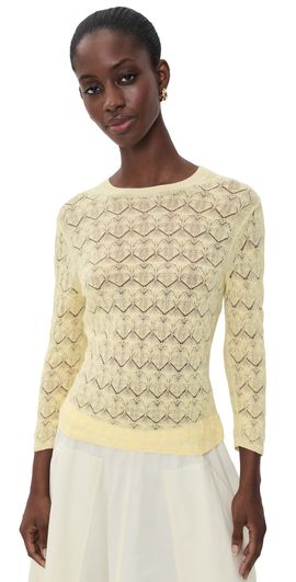 Vince Vince Fine Lace Crew Neck Sweater Dandelion