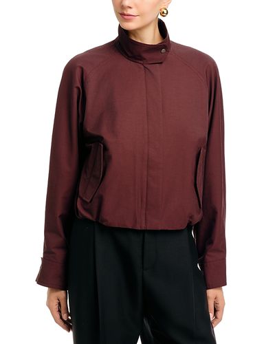Vince Vince Funnel Neck Zip Front Cotton-Blend Jacket