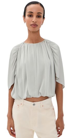 Vince Vince Gathered Cape Bubble Blouse Stone Sage