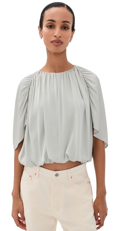 Vince Vince Gathered Cape Bubble Blouse Stone Sage